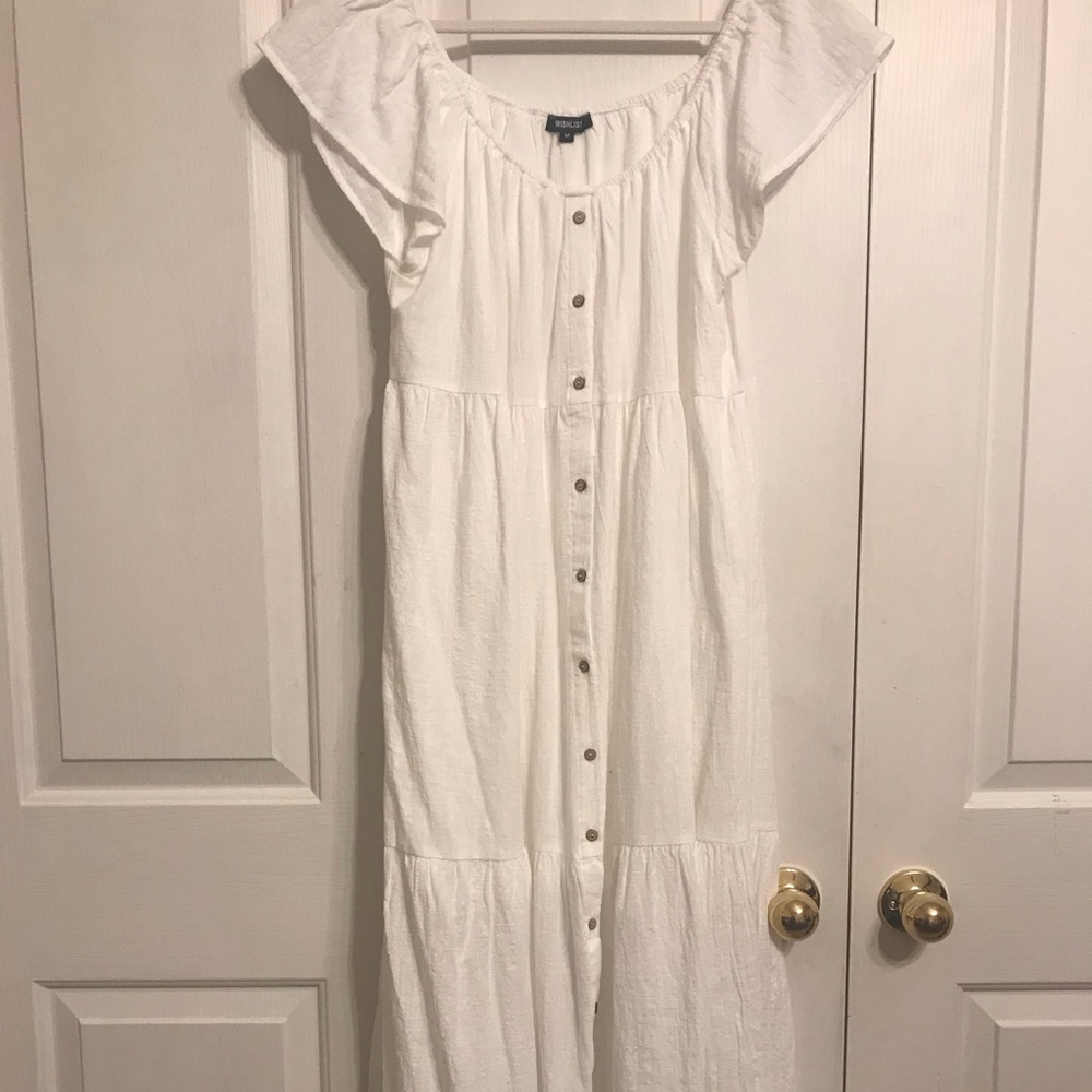 Wishlist White Tiered Peasant Scoop Neck Dress Medium